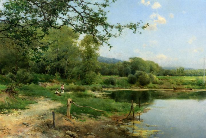 A Picnic on the Riverbank painting - Emilio Sanchez-Perrier A Picnic on the Riverbank art painting
